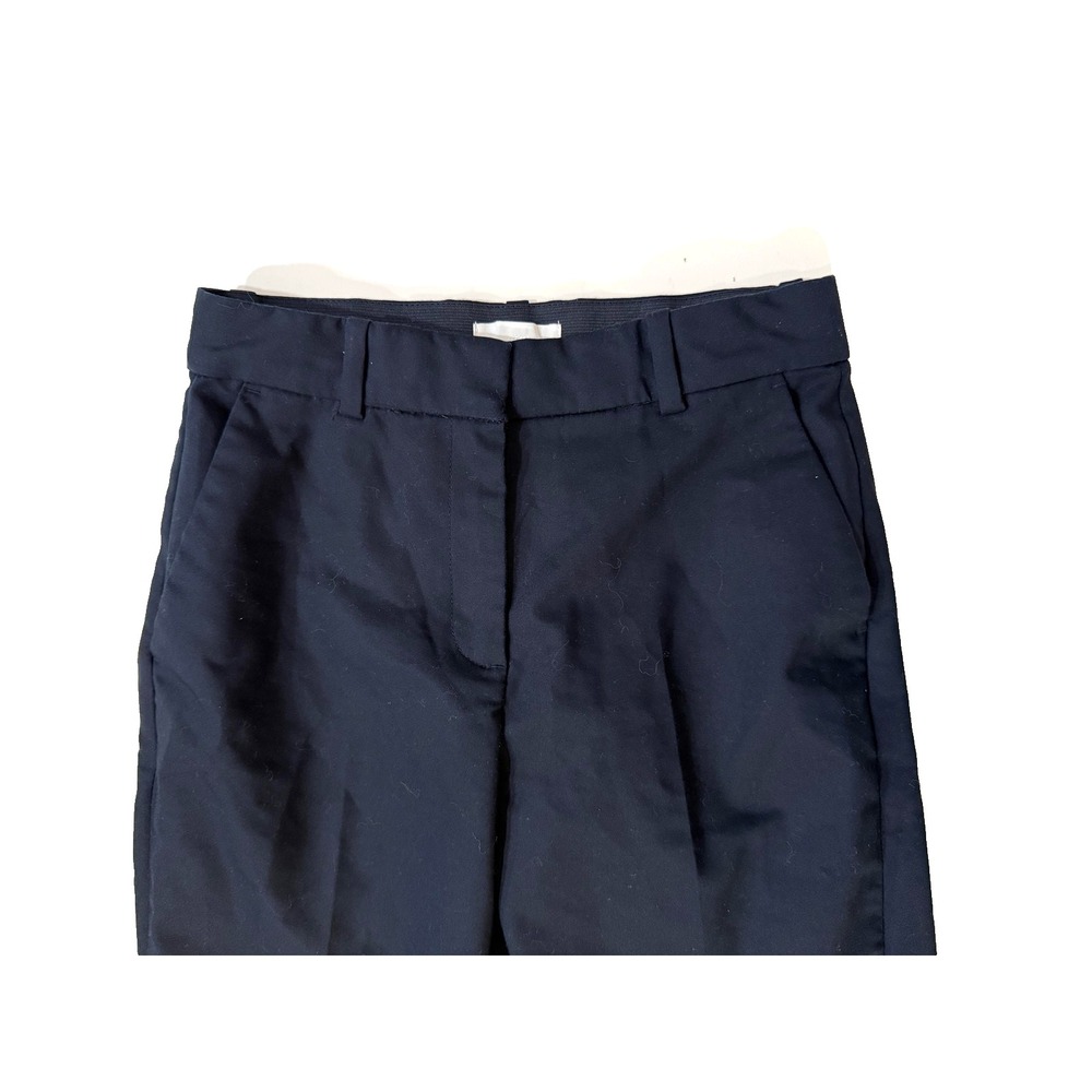 H&M Pants Womens 4 Navy Blue Tapered Ankle Cuffed Dress Suit Slacks Back‎ Welt - Picture 2 of 8